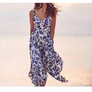 ALEXIS for Target Blue Botanical Tie Strap Asymmetrical Hem Dress Size Medium